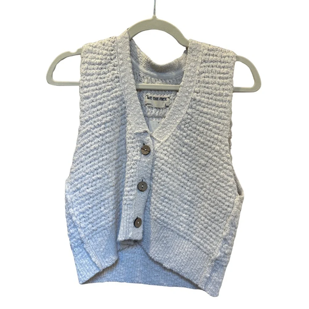Free People White Sleeveless Cardigan – Size L – NWT - Picture 6 of 8